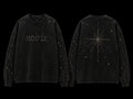 NOIRIX Star Crewneck in Washed Black, front and back