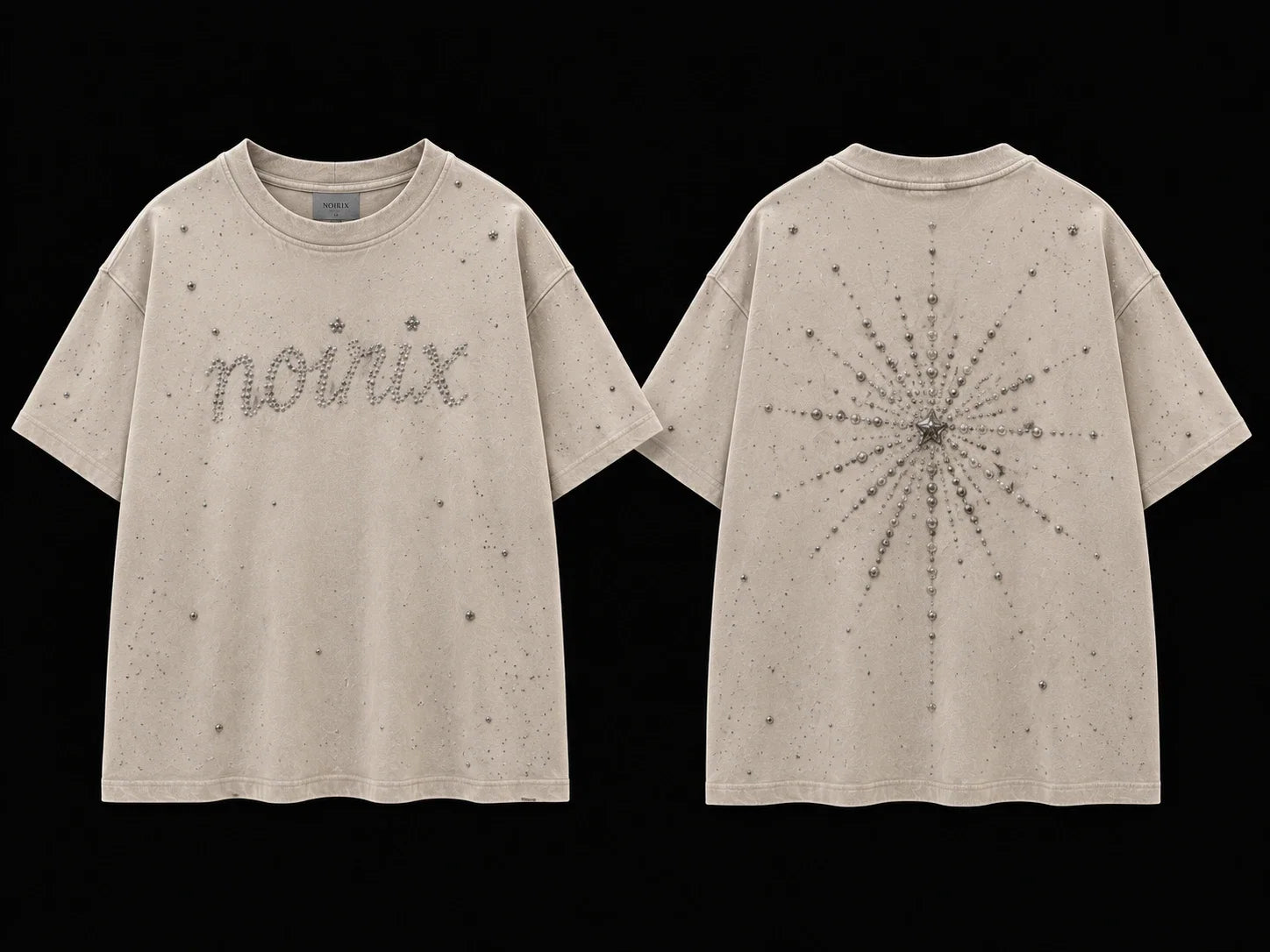 NOIRIX Star Tee in Vintage Cream, front and back
